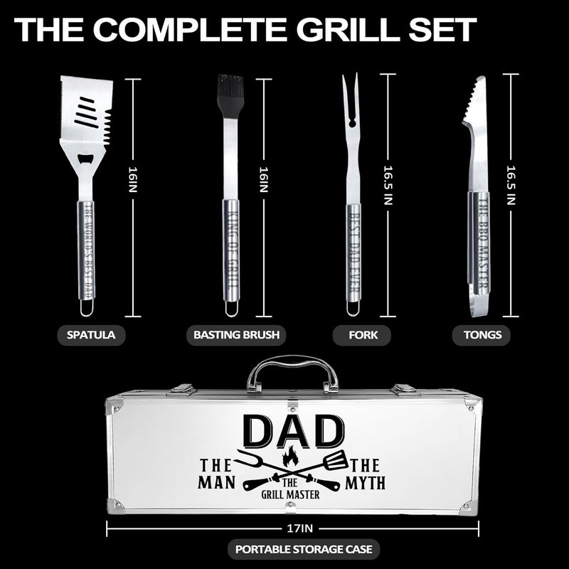 JNDJE Dad Gifts, Christmas Dad Gifts from Daughter Son Heavy Duty Grilling Accessories Kit for Backyard BBQ, Birthday Present for Him Thick Stainless Steel Grill Utensils with Non-Slip Handle Tool Grill - Image 3